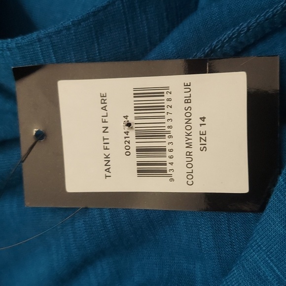NEW AVENUE Fit-n-Flare Sleeveless Tank in Mykonos Blue sz 14 - Picture 11 of 12